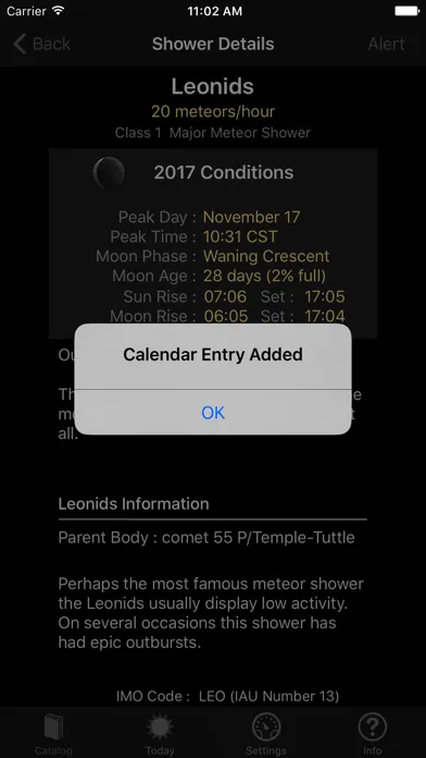 Screenshot di Meteor Shower Guide