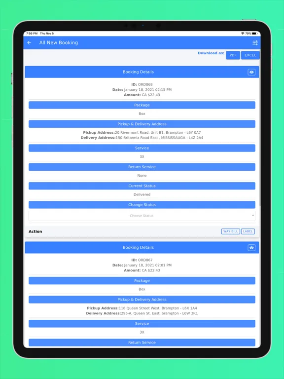 Screenshot di Clearly Express Dispatcher iPad 