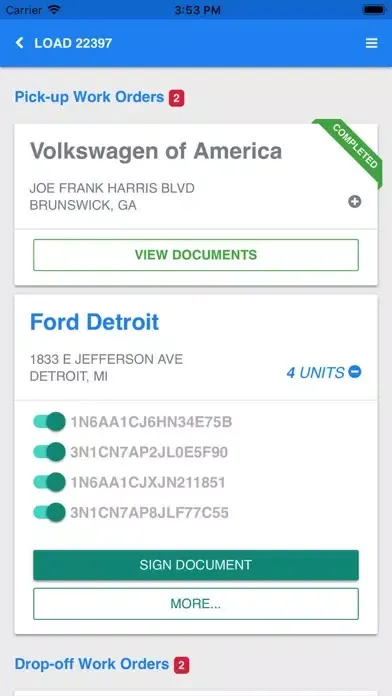 Texas Auto Transport EPOD Ekran Görüntüleri
