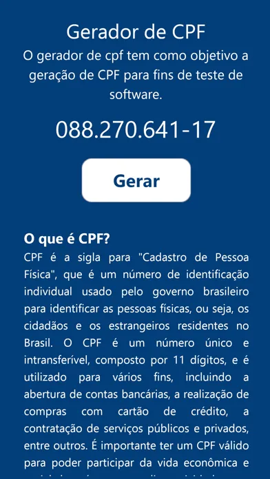 Gerador de CPF aleatório应用截图