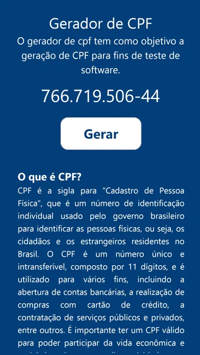 Gerador de CPF aleatório应用截图