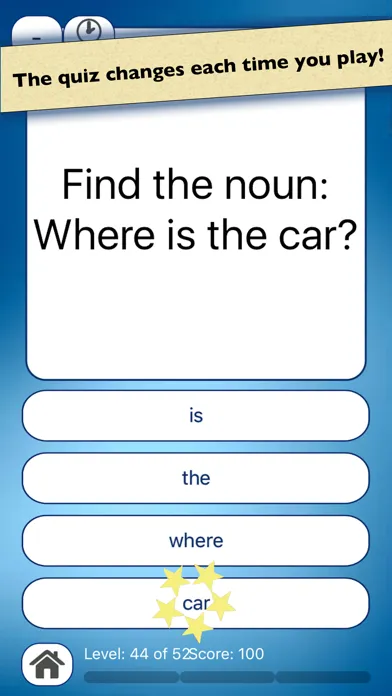 Capturas de tela do Nouns & Verbs Teaching Quiz