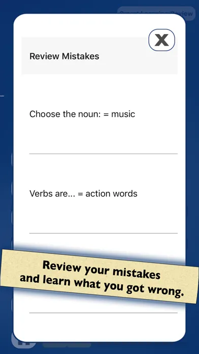 Capturas de tela do Nouns & Verbs Teaching Quiz