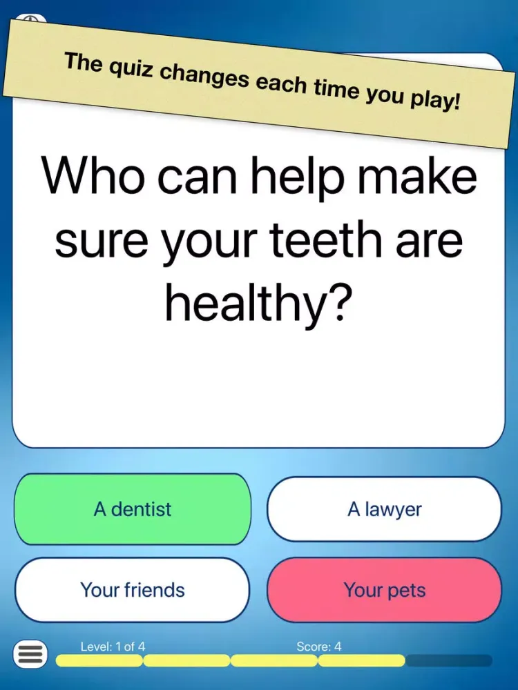 Healthy Habits Quiz iPad 應用截圖