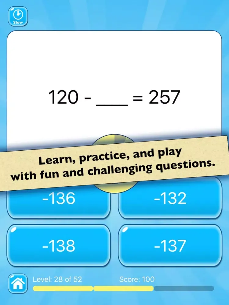 Mental Math Test — Addition and Subtraction iPad  스크린샷