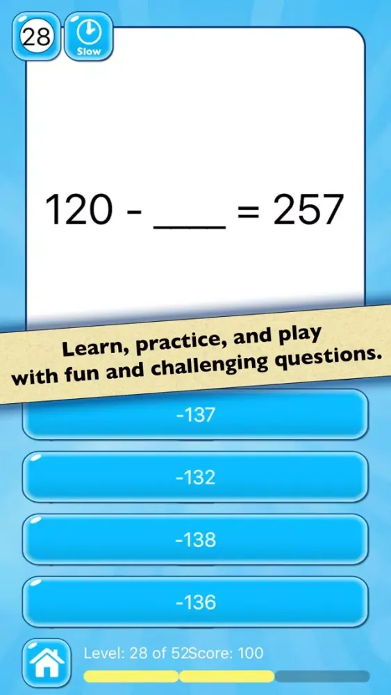 Mental Math Test — Addition and Subtraction 스크린샷