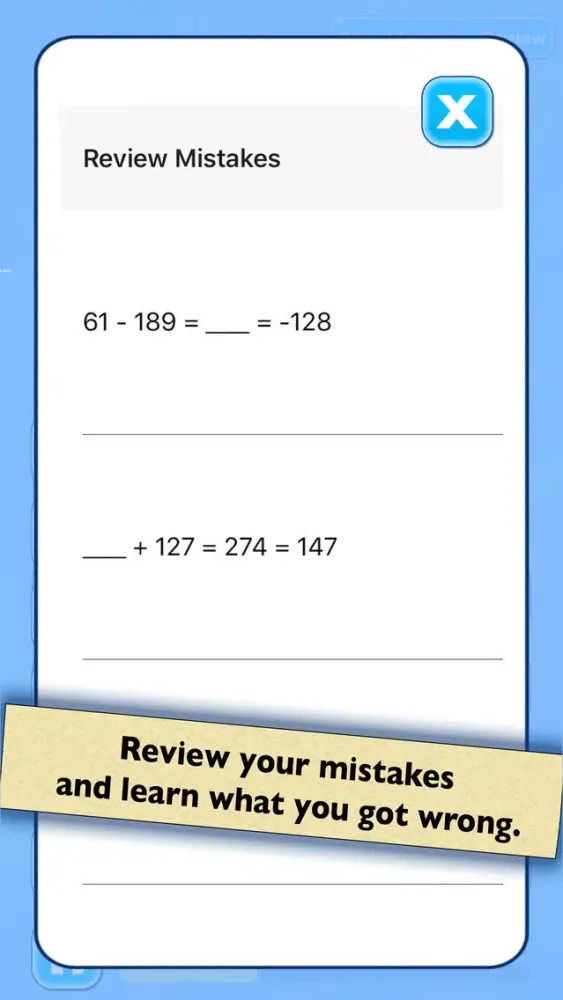 Mental Math Test — Addition and Subtraction 스크린샷