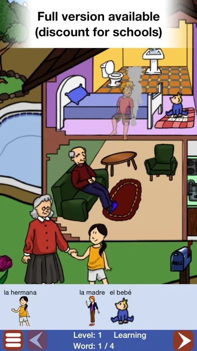 Tangkapan skrin Spanish for Kids: a Learning Story Adventure