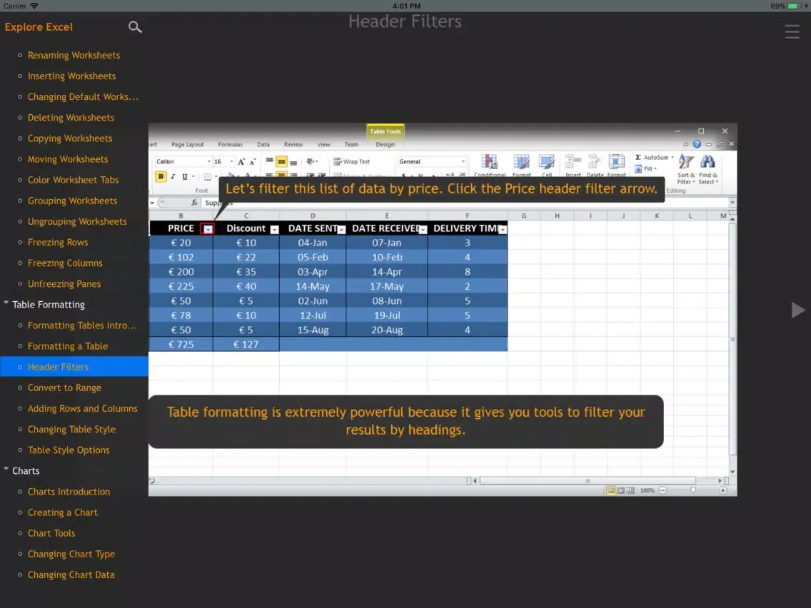 Explore Spreadsheets iPad  Screenshots