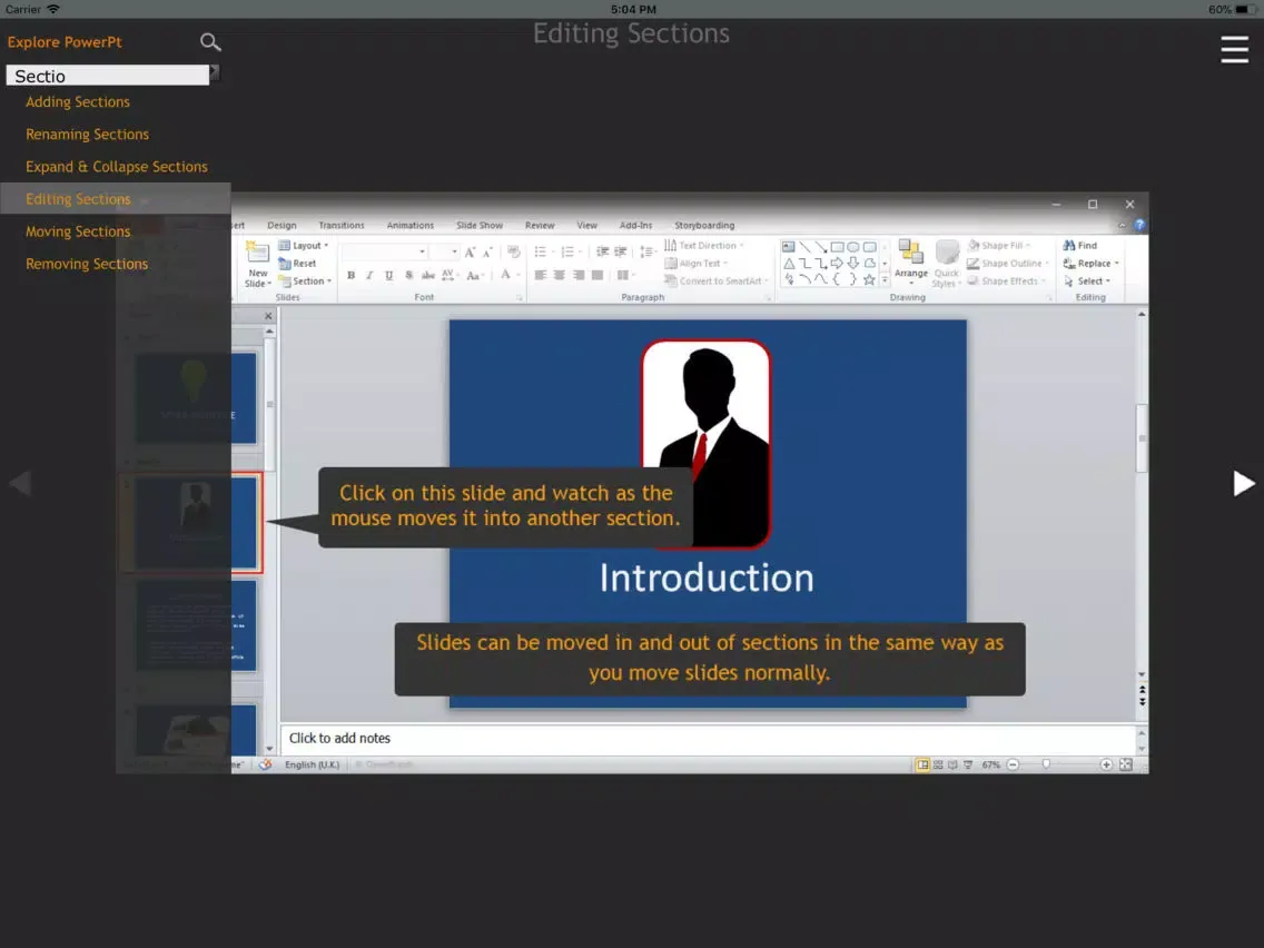 Zrzuty ekranu Explore PowerPoint iPad 