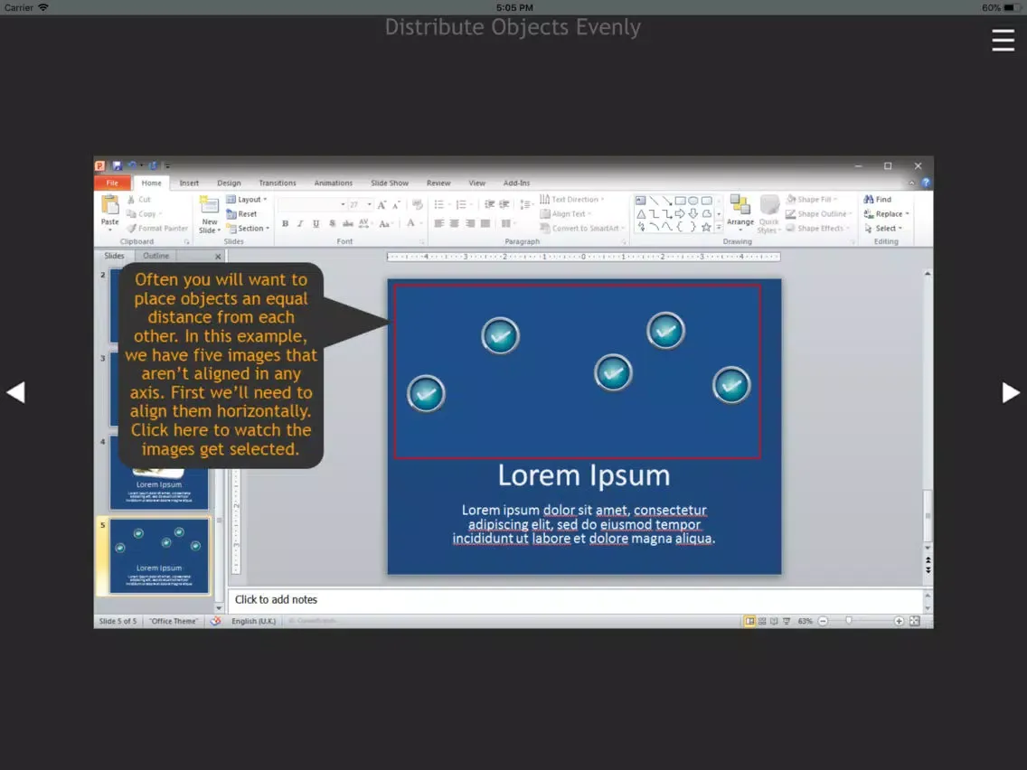 Zrzuty ekranu Explore PowerPoint iPad 