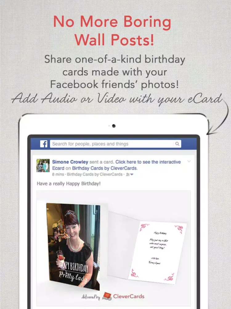 CleverCards: Greeting Cards & eCards for Facebook iPad 應用截圖