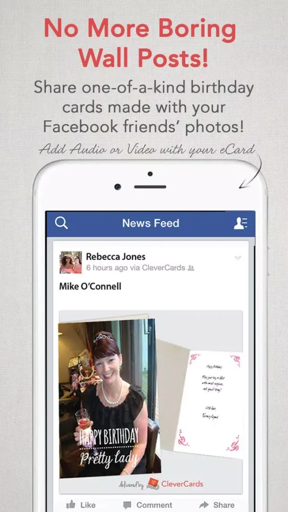 CleverCards: Greeting Cards & eCards for Facebook應用截圖