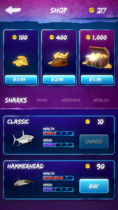 Capturas de tela do Cyber Shark