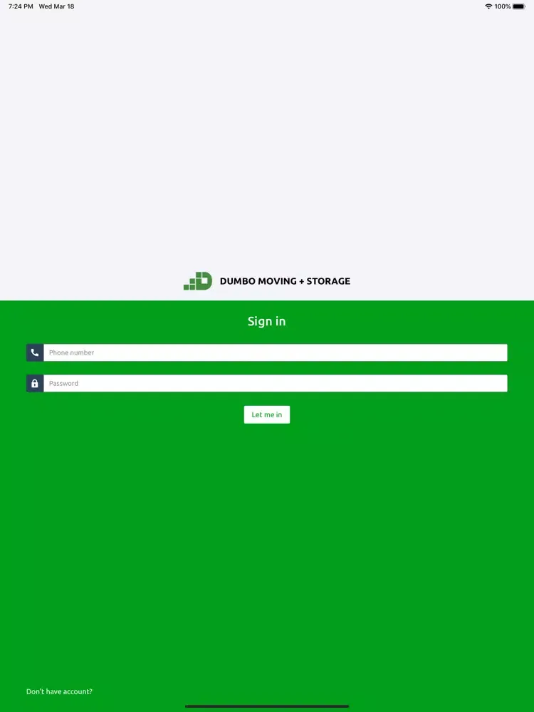 Ảnh chụp màn hình của Dumbo Moving Clients iPad 