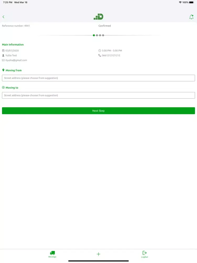 Ảnh chụp màn hình của Dumbo Moving Clients iPad 