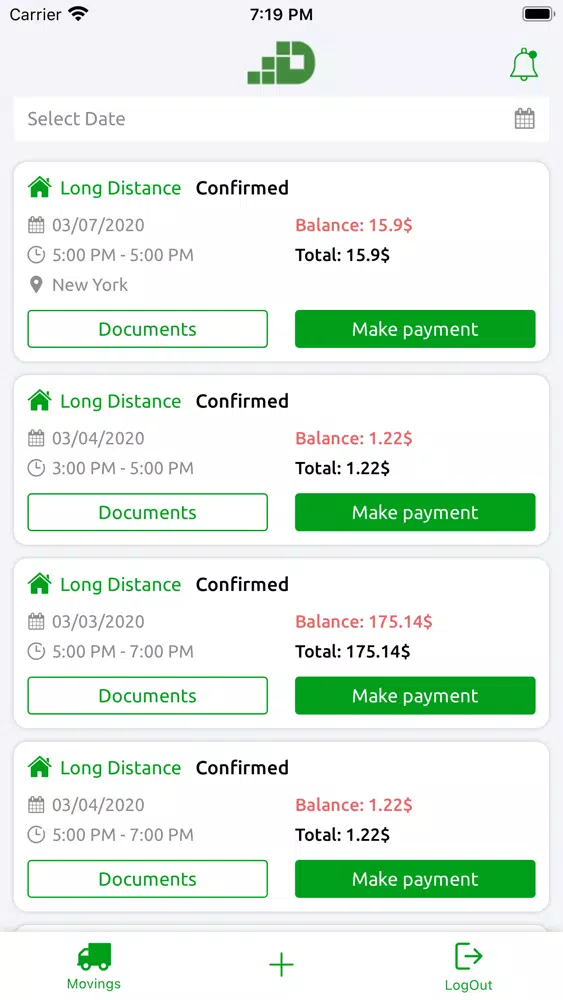 Dumbo Moving Clients Screenshots