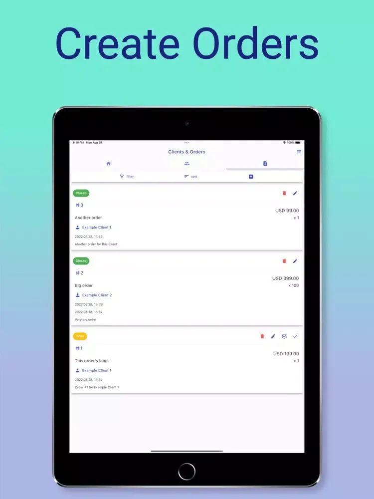Clients and Orders CRM iPad  Ekran Görüntüleri