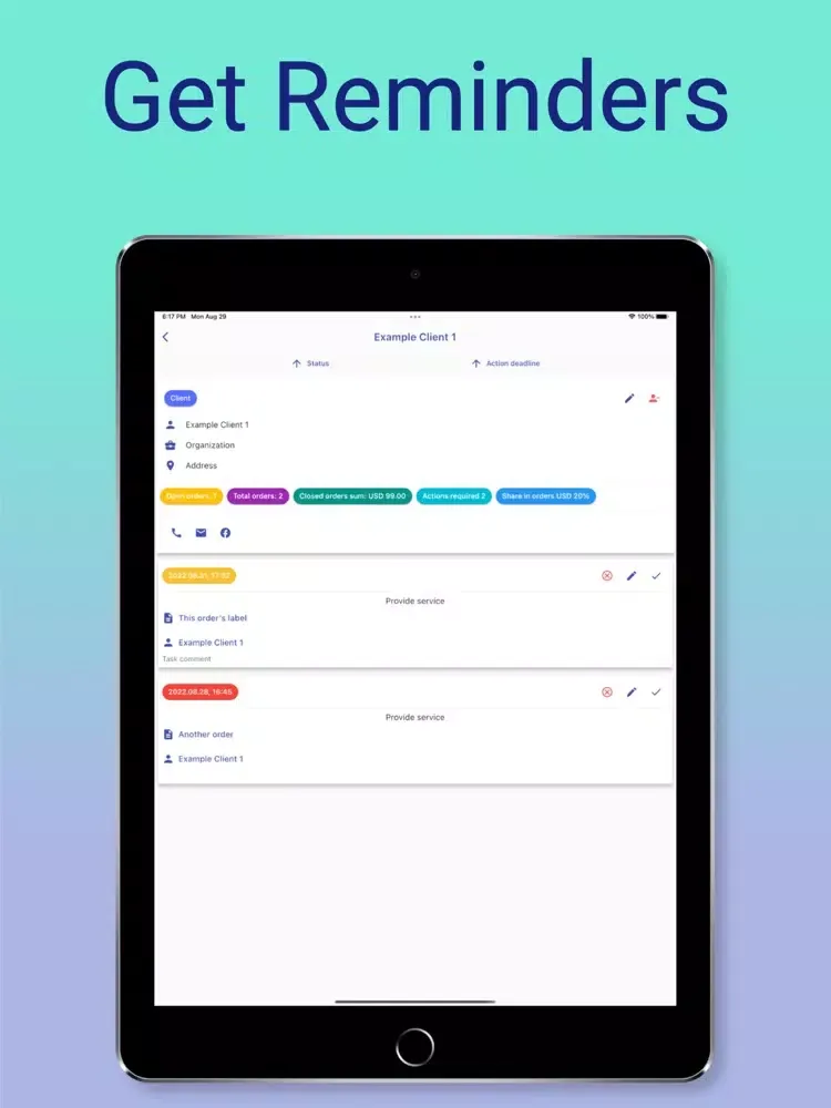 Clients and Orders CRM iPad  Ekran Görüntüleri