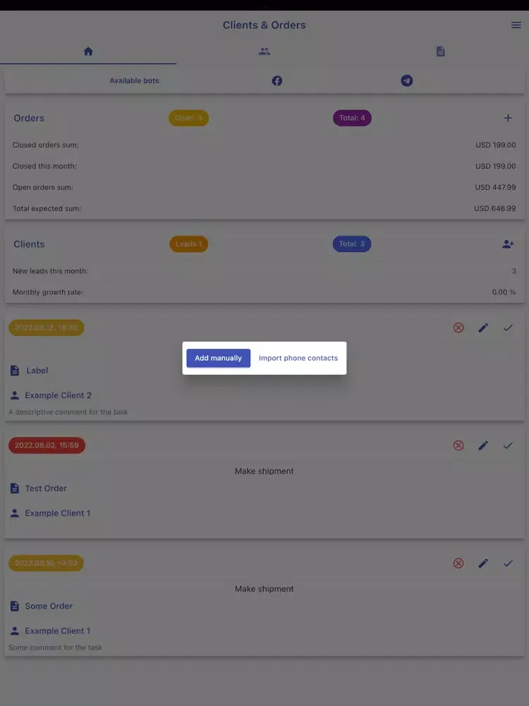 Clients and Orders CRM iPad  Ekran Görüntüleri