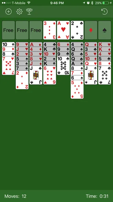 Capturas de tela do Solitary Freecell