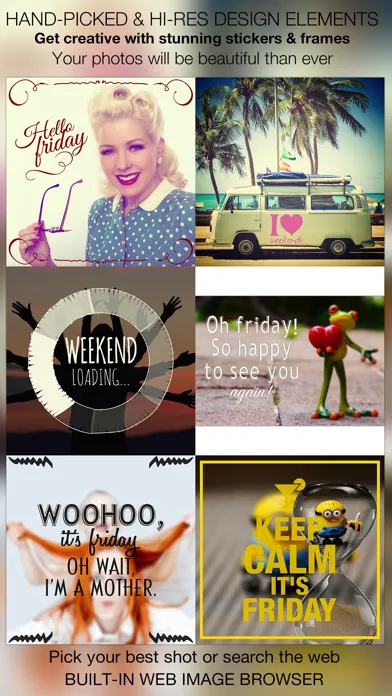 Captures d'écran de Friday Candy : Best Happy Friday & Weekend Camera - Add sticker and frame over image