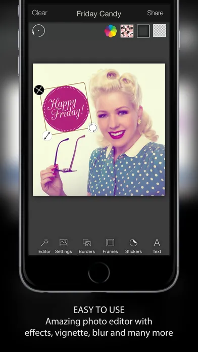 Captures d'écran de Friday Candy : Best Happy Friday & Weekend Camera - Add sticker and frame over image