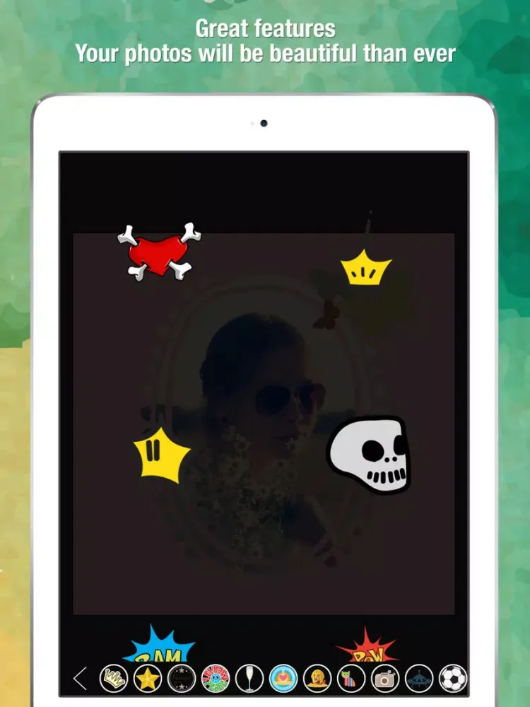 Tangkapan skrin Snap Shape On Photo : Image Editing - Get creative with stunning stickers, frames, overlays iPad 
