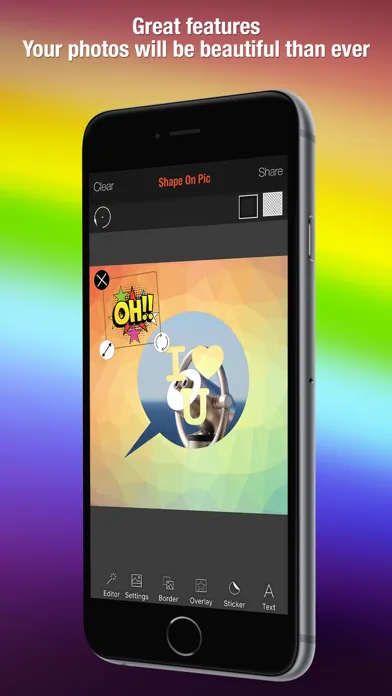 ภาพหน้าจอของ Shape Over Pic Cool Text & Photo Editor - Adding overlay silhouette symbol mask to picture