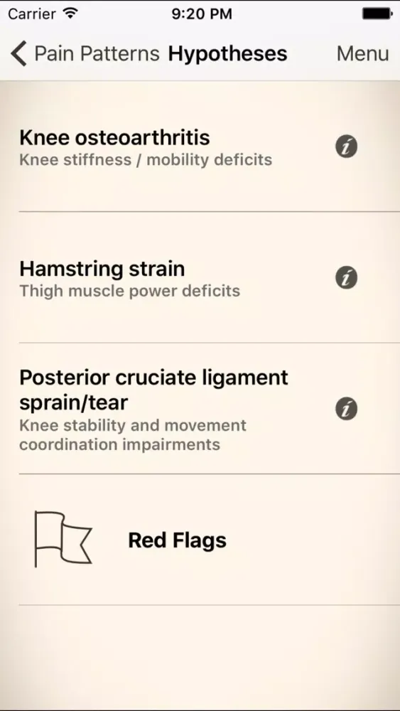 Clinical Pattern Recognition: Knee pain スクリーンショット