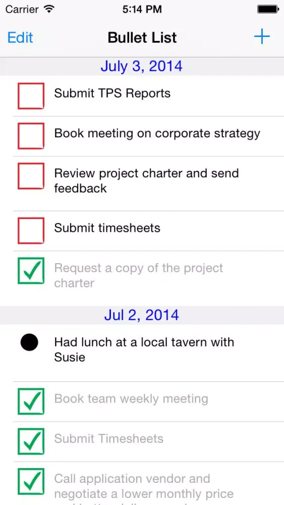 Screenshot di Bullet List