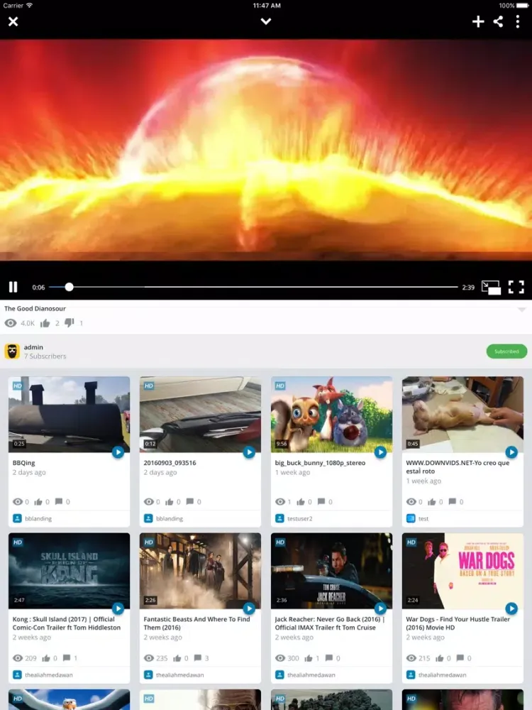 Ảnh chụp màn hình của ClipBucket iPad 