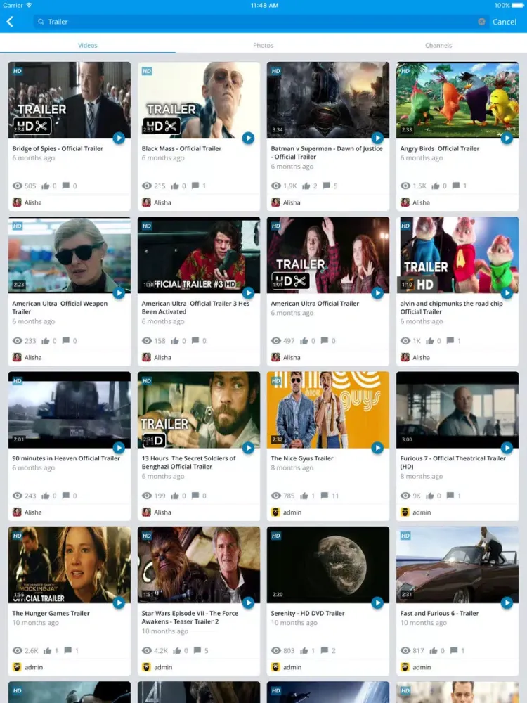 Ảnh chụp màn hình của ClipBucket iPad 