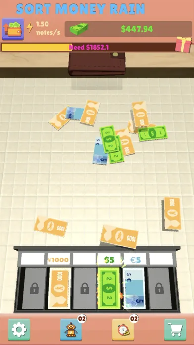 Tangkapan layar Sort Money Rain