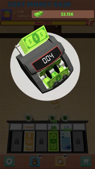 Tangkapan layar Sort Money Rain