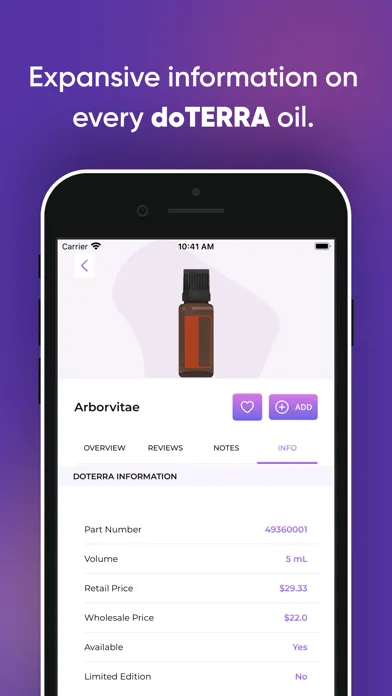 Zrzuty ekranu Essential Oils doTERRA