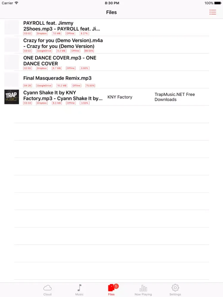 Capturas de tela do Cloud Play Pro - Music Player & Streamer for Dropbox, Google Drive, OneDrive, Box and iPod Library iPad 
