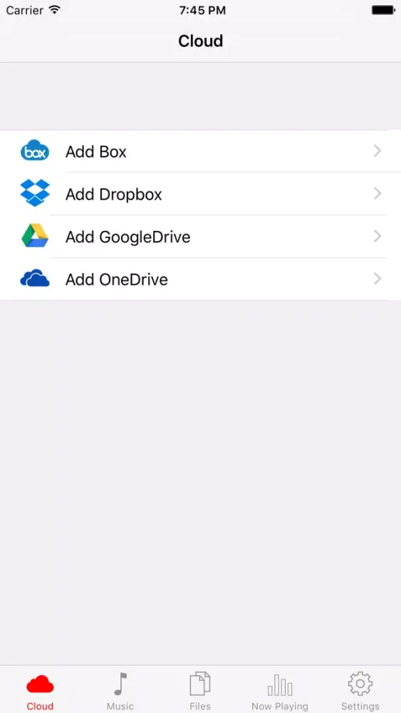 Capturas de tela do Cloud Play Pro - Music Player & Streamer for Dropbox, Google Drive, OneDrive, Box and iPod Library