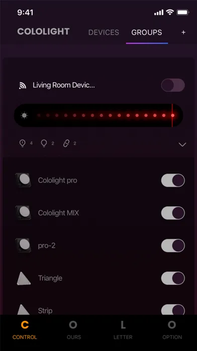 Tangkapan skrin Cololight