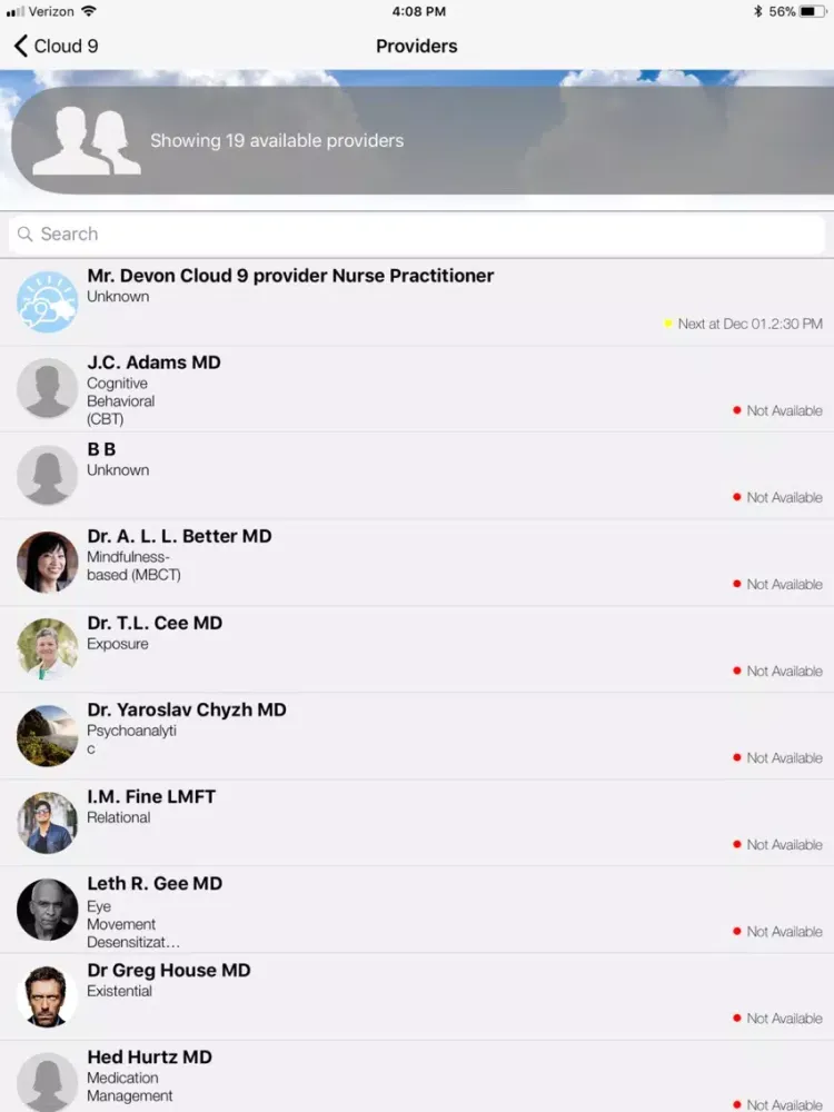 ภาพหน้าจอของ Cloud9Psych iPad 