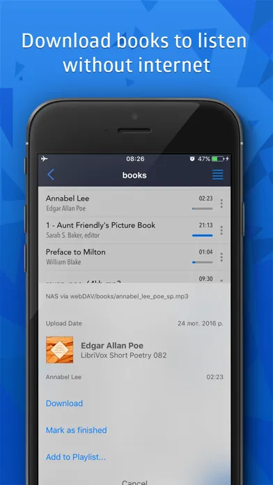 Captures d'écran de CloudBeats: audio book player