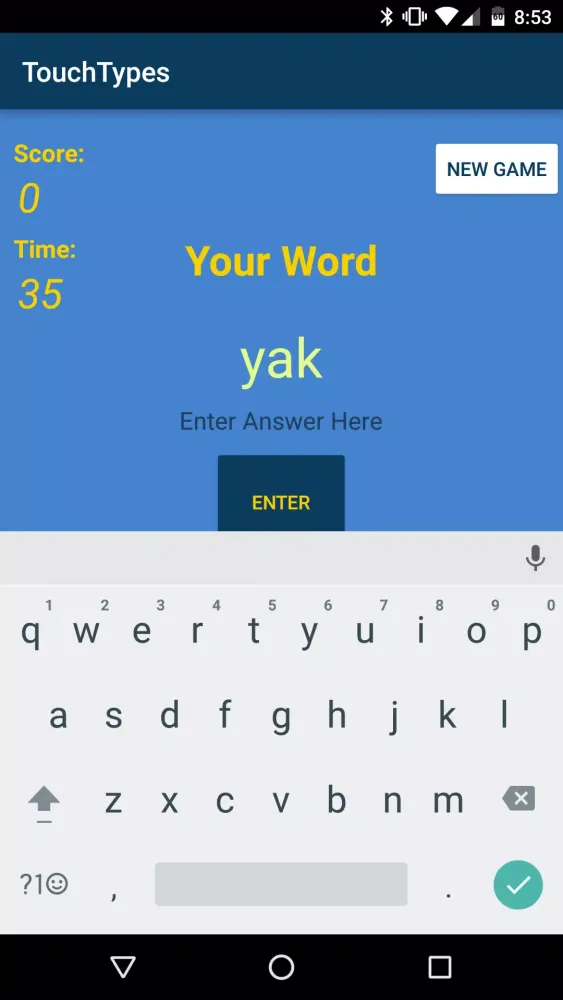 ภาพหน้าจอของ TouchTypes - Typing Test