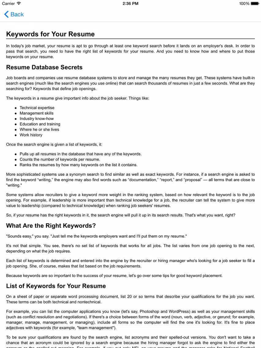 Guide to writing the perfect Curriculum Vitae (Résumé) iPad 應用截圖