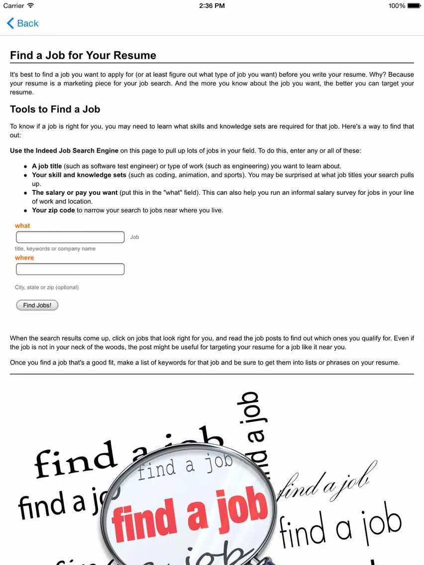 Guide to writing the perfect Curriculum Vitae (Résumé) iPad 應用截圖