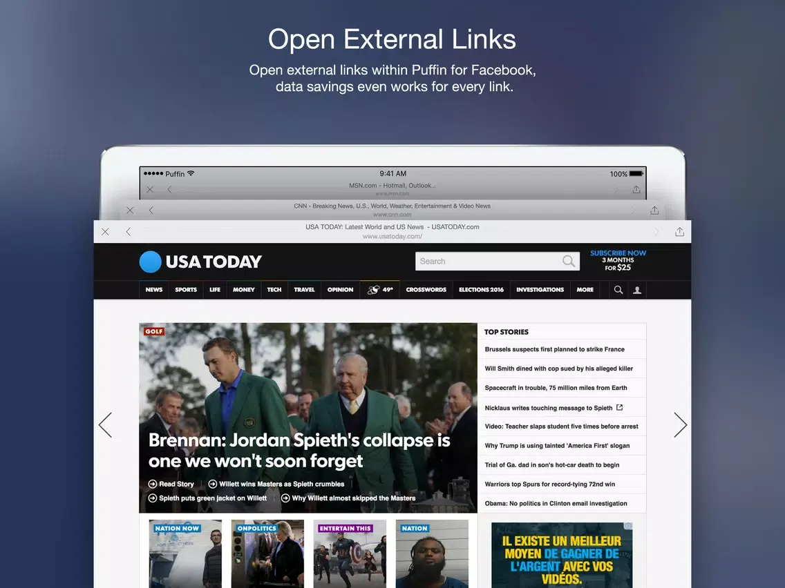 Tangkapan layar Puffin for Facebook iPad 