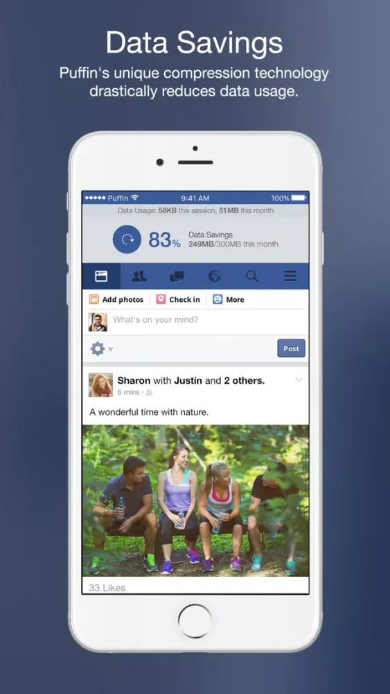 Tangkapan layar Puffin for Facebook