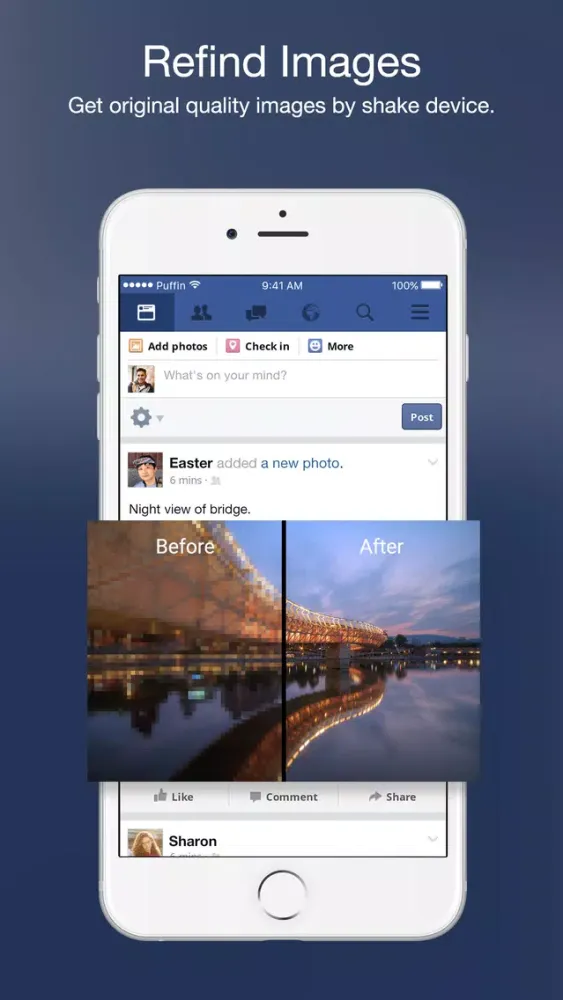 Tangkapan layar Puffin for Facebook