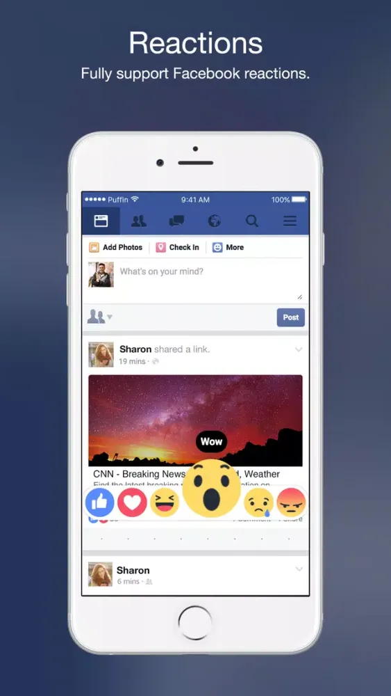 Tangkapan layar Puffin for Facebook