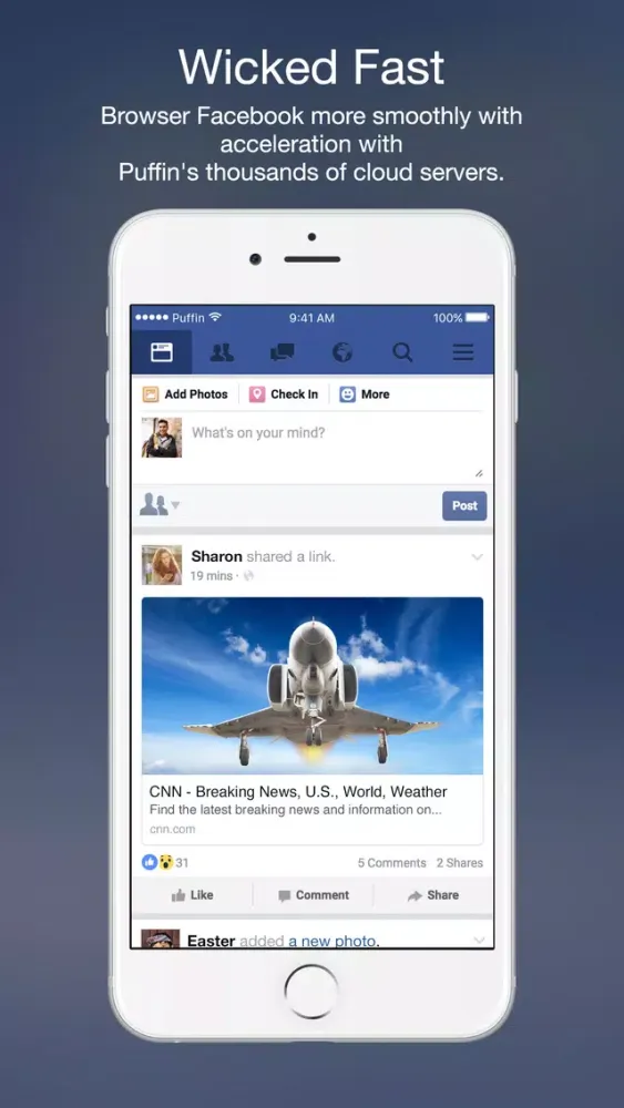Tangkapan layar Puffin for Facebook