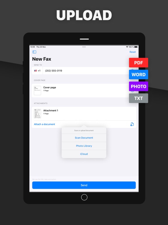 FAX from iPhone - Send Doc iPad 应用截图
